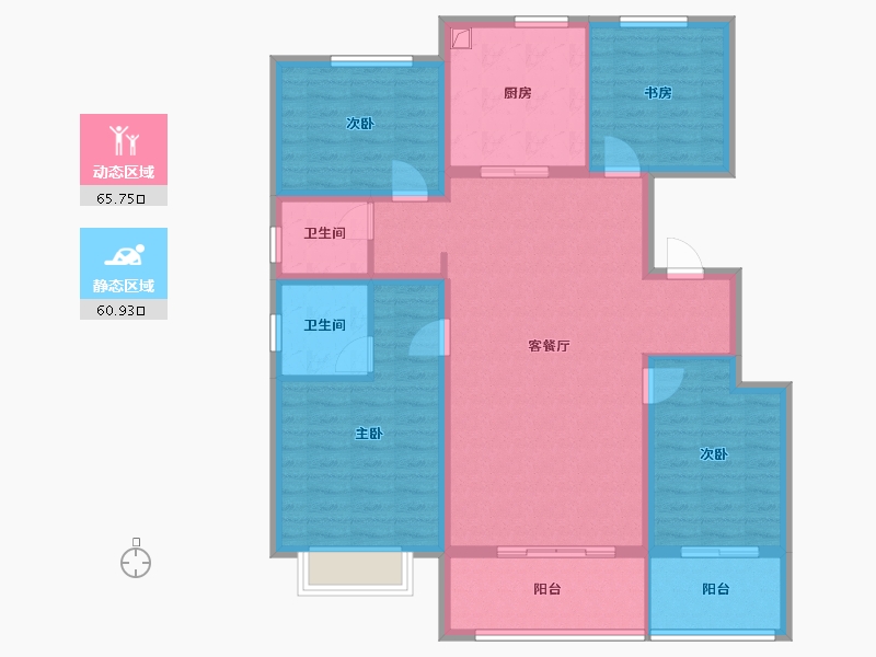 新疆维吾尔自治区-喀什地区-公园里-113.44-户型库-动静分区