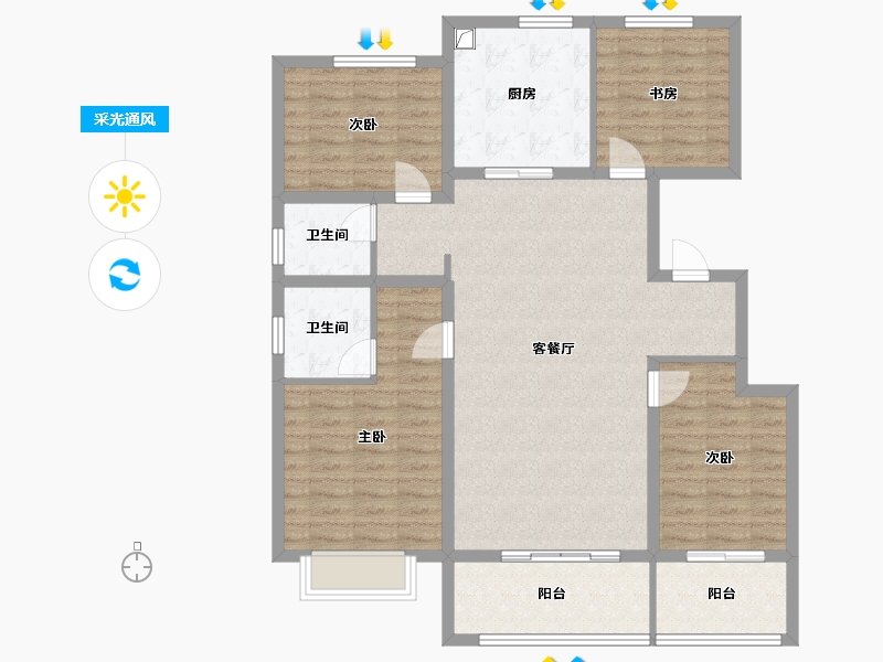 新疆维吾尔自治区-喀什地区-公园里-113.44-户型库-采光通风