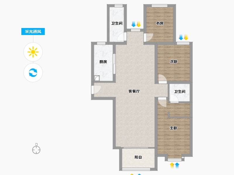 河北省-保定市-建业阳光国际-B区-106.58-户型库-采光通风