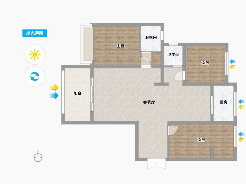 山西省-临汾市-功臣御苑小区-南区-111.12-户型库-采光通风