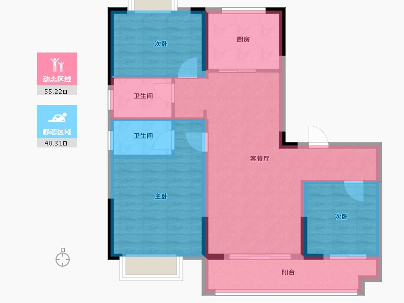 湖北省-襄阳市-碧桂园御玺-92.00-户型库-动静分区