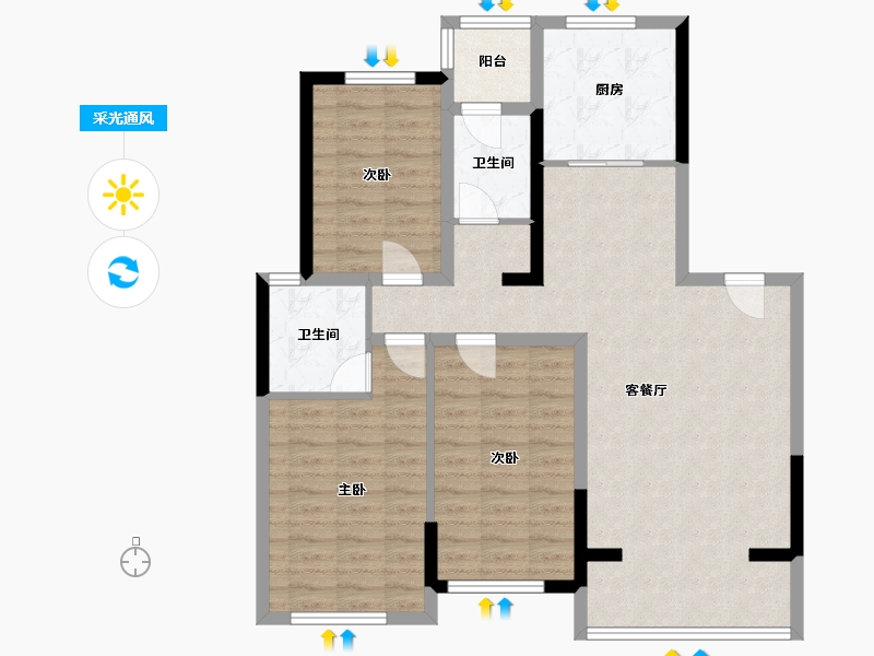 河南省-南阳市-翰林公馆-130.00-户型库-采光通风