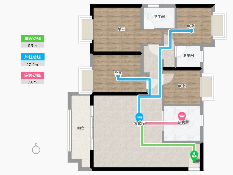 江苏省-苏州市-万科公园大道-104.00-户型库-动静线