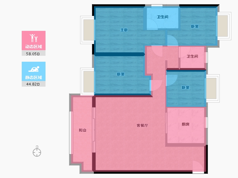 江苏省-苏州市-万科公园大道-104.00-户型库-动静分区