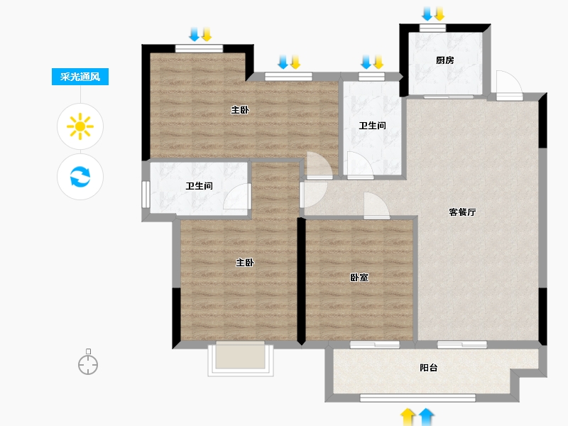 浙江省-绍兴市-卧龙万城府-98.74-户型库-采光通风