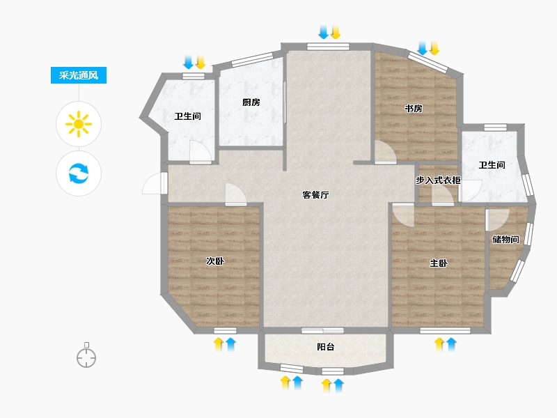 上海-上海市-华亭公寓-109.80-户型库-采光通风