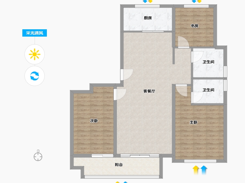 山东省-潍坊市-圣悦理想之城-105.00-户型库-采光通风