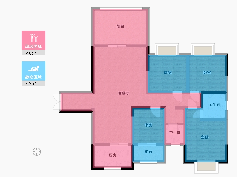 湖南省-邵阳市-振羽首府-108.80-户型库-动静分区