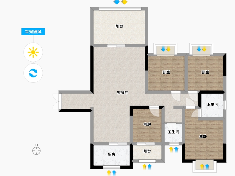 湖南省-邵阳市-振羽首府-108.80-户型库-采光通风