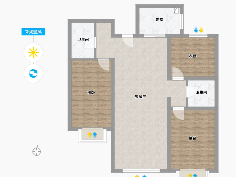 内蒙古自治区-呼和浩特市-厂汉板乾沁源-102.00-户型库-采光通风