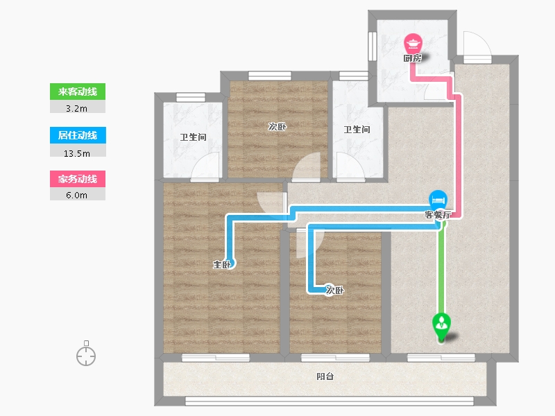 浙江省-金华市-永康市锦绣翠屏小区-84.80-户型库-动静线