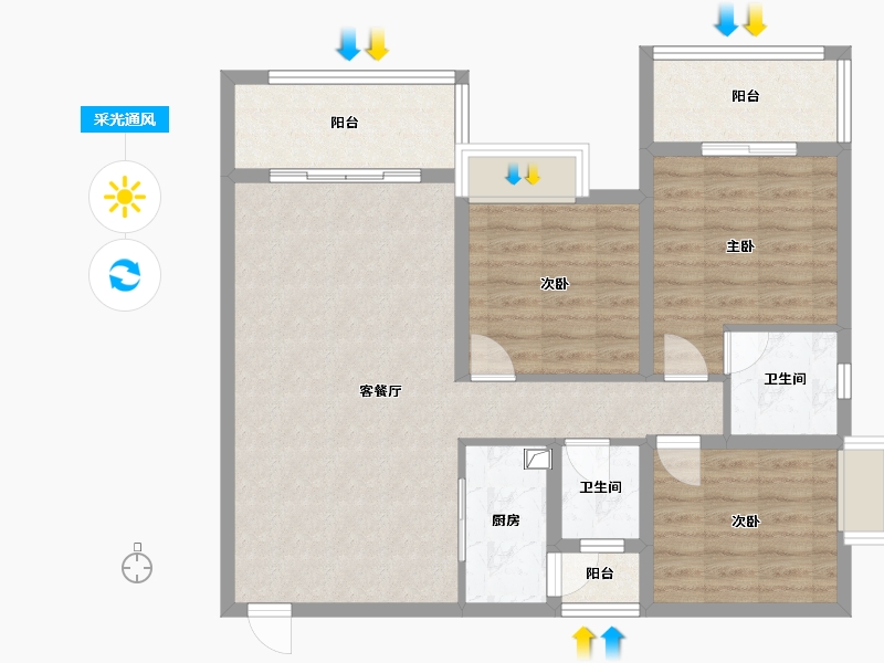 四川省-成都市-吉祥湾-96.00-户型库-采光通风