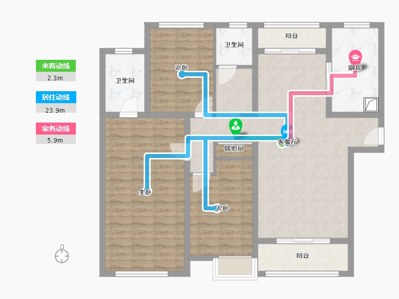 江苏省-无锡市-万科城市花园二区-118.00-户型库-动静线