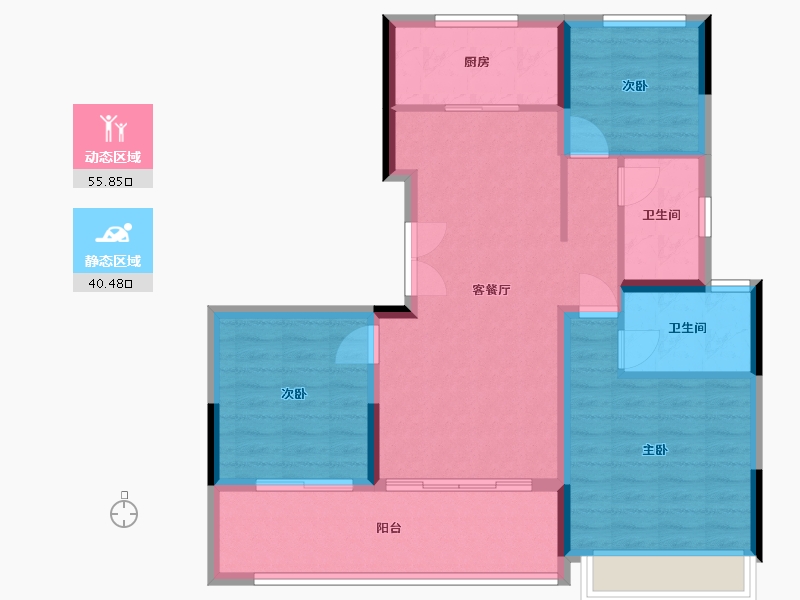 江苏省-苏州市-万科颐和玲珑-98.00-户型库-动静分区