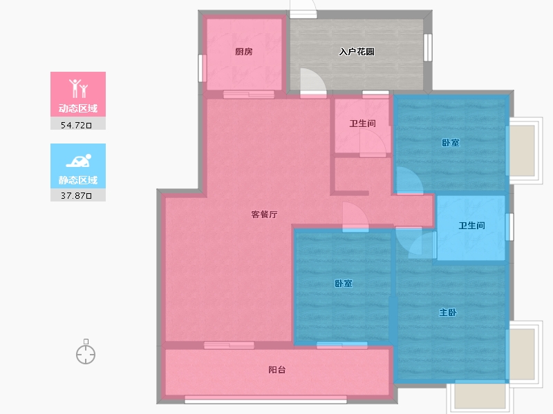 湖南省-长沙市-格兰小镇-96.00-户型库-动静分区