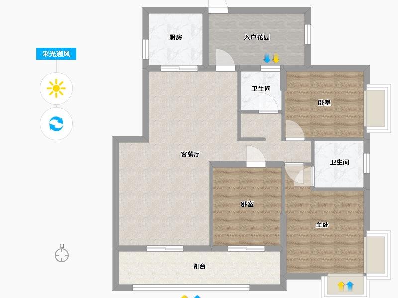 湖南省-长沙市-格兰小镇-96.00-户型库-采光通风