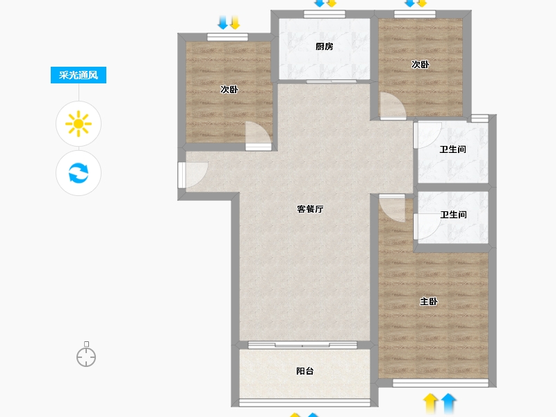 河北省-邢台市-华悦城-94.40-户型库-采光通风