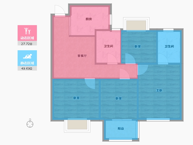 浙江省-杭州市-缔逸城-71.53-户型库-动静分区