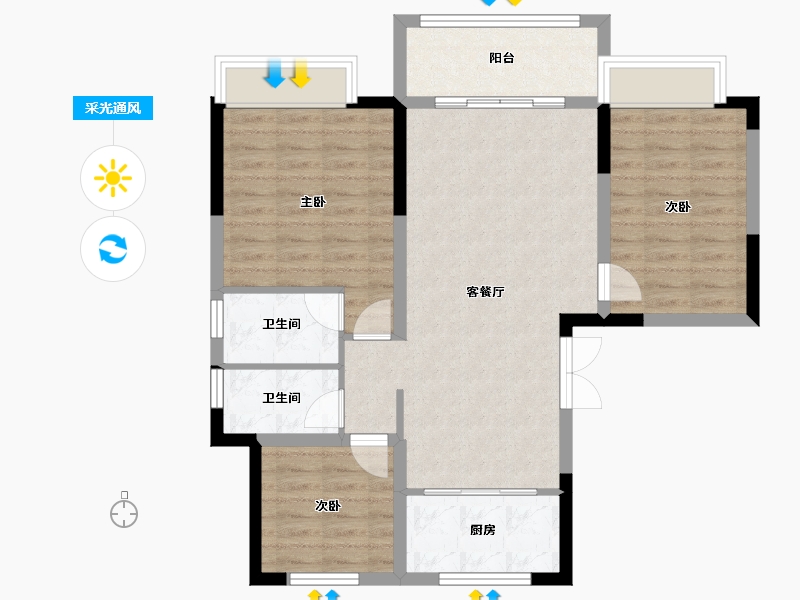 河北省-廊坊市-府东新区-99.20-户型库-采光通风