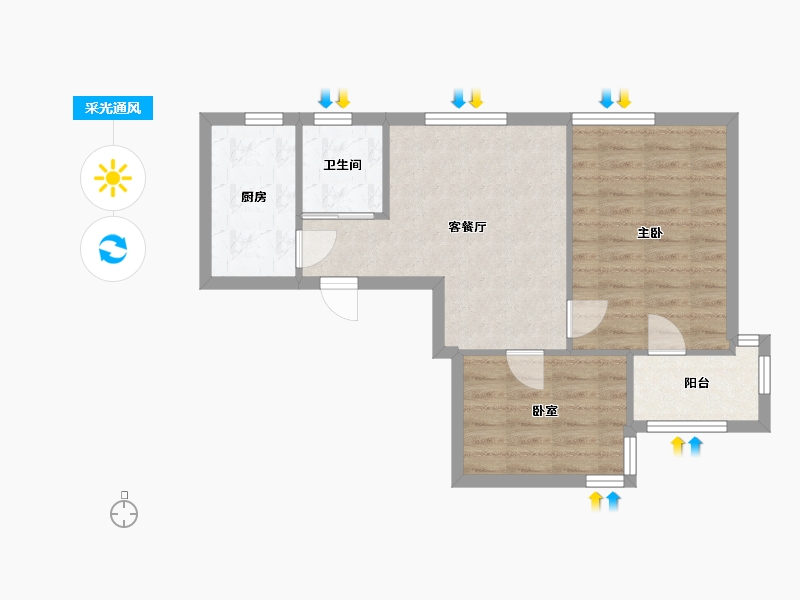 江苏省-南京市-莲花新城嘉园-62.80-户型库-采光通风