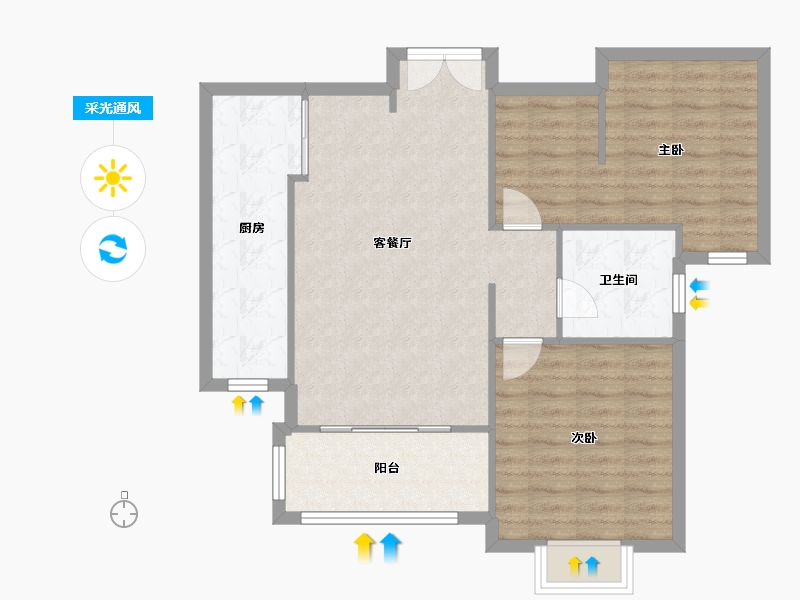 江苏省-南京市-世茂滨江新城-80.00-户型库-采光通风