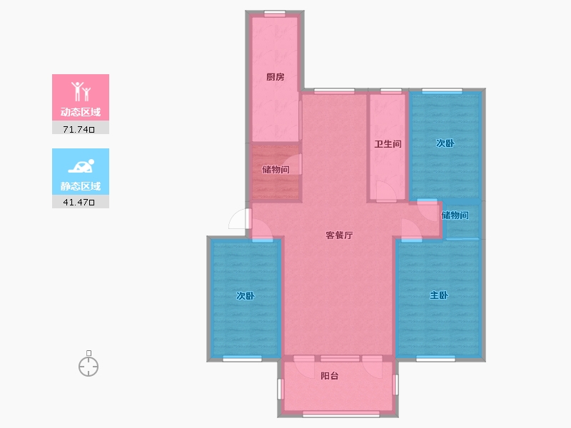 辽宁省-大连市-西雅图观海苑-156.00-户型库-动静分区