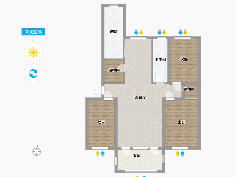 辽宁省-大连市-西雅图观海苑-156.00-户型库-采光通风