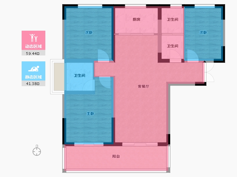 陕西省-宝鸡市-海澜湾-99.04-户型库-动静分区