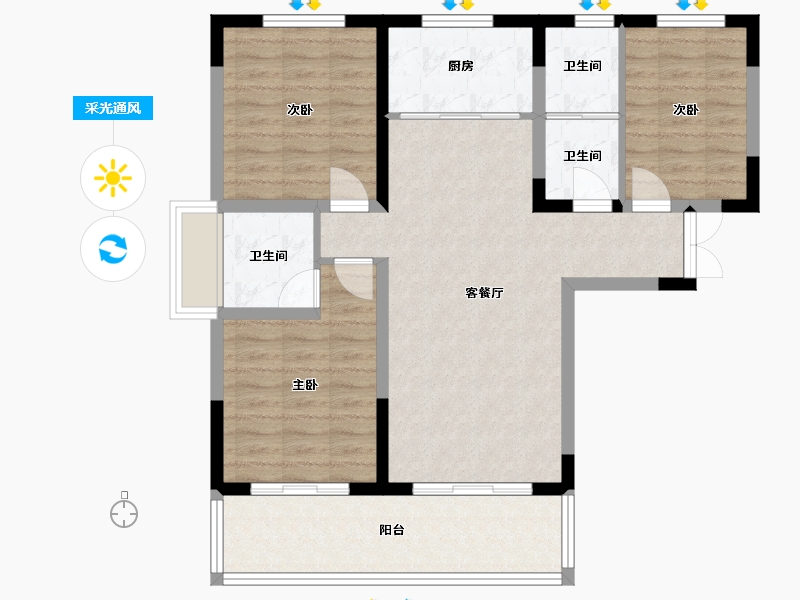 陕西省-宝鸡市-海澜湾-99.04-户型库-采光通风