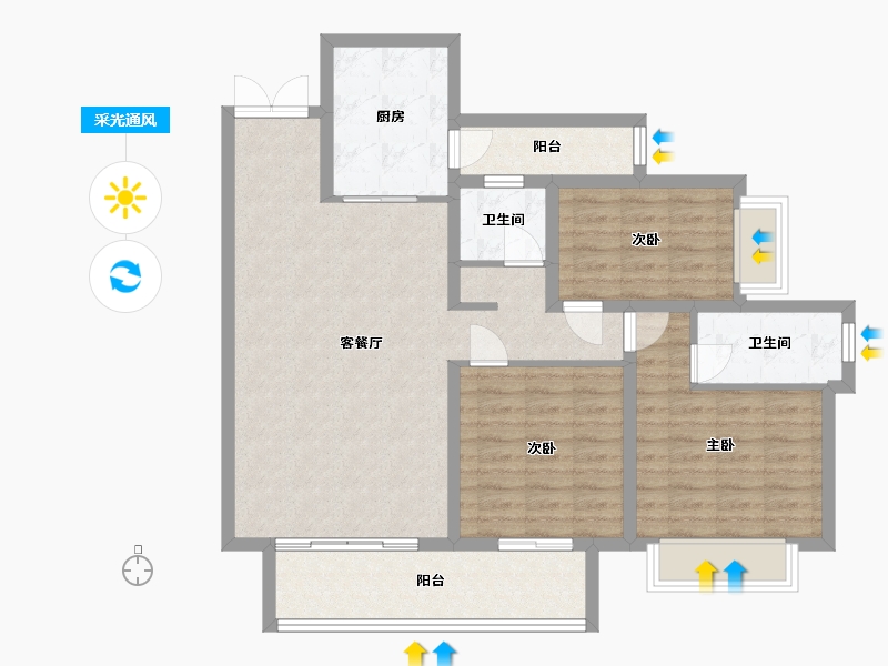 贵州省-贵阳市-融创九樾府-99.00-户型库-采光通风