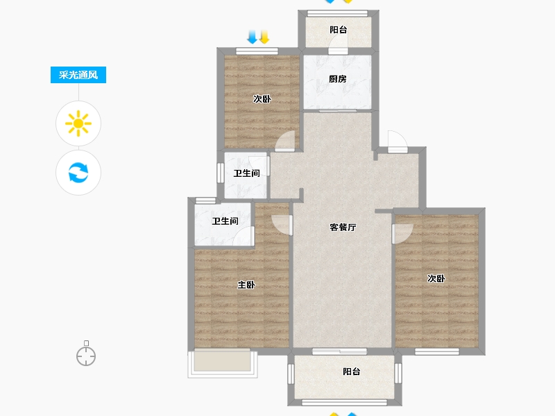 江苏省-宿迁市-宇业东方红郡-93.00-户型库-采光通风