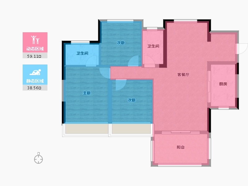 四川省-宜宾市-珙县鑫洋金域天辰-82.46-户型库-动静分区