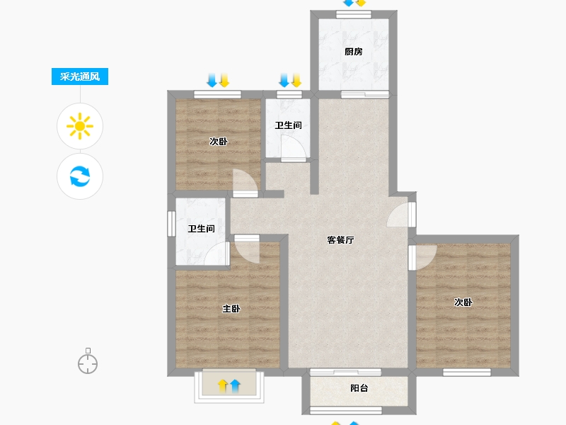 河北省-石家庄市-高邑县亿博华府-96.00-户型库-采光通风