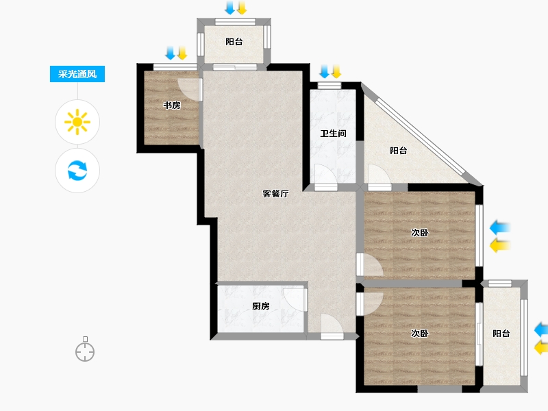 河南省-郑州市-东明花园-120.00-户型库-采光通风