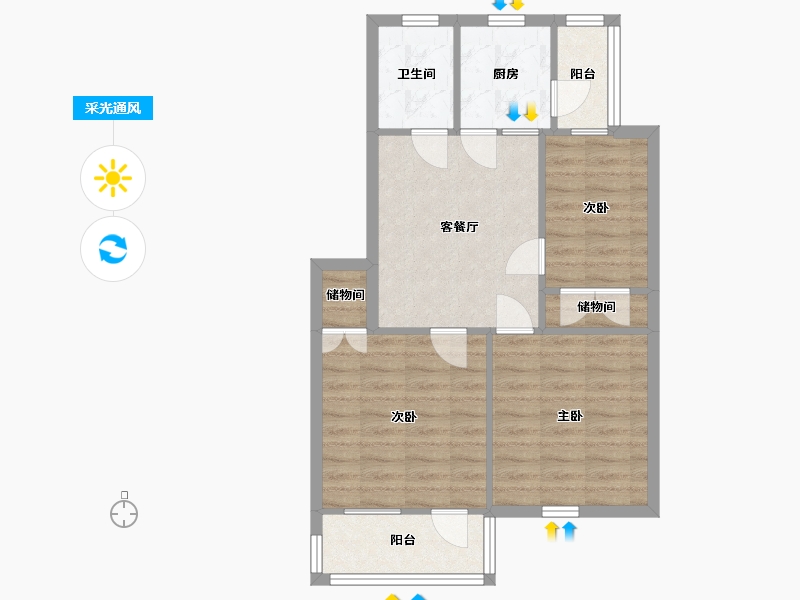 安徽省-合肥市-海达小区-60.80-户型库-采光通风