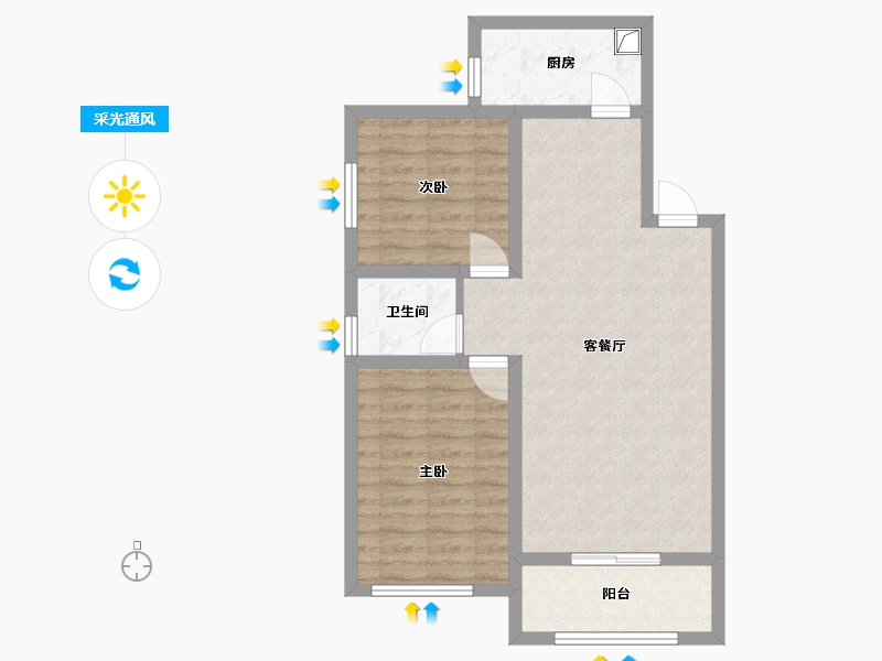 河北省-石家庄市-帝王国际万悦府-72.00-户型库-采光通风