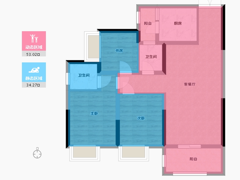 四川省-绵阳市-水晶郦城-84.00-户型库-动静分区