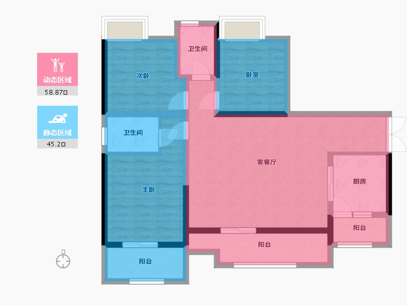 四川省-绵阳市-水晶郦城-96.00-户型库-动静分区