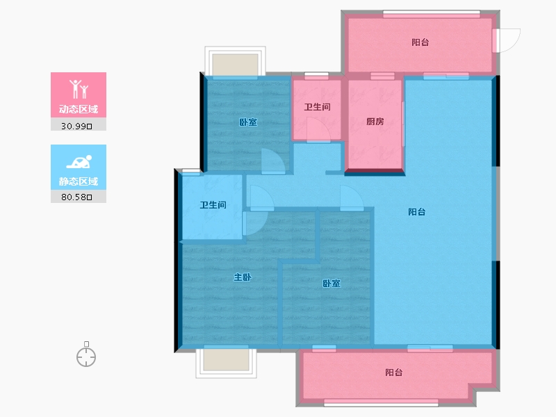 湖北省-潜江市-满庭春-101.60-户型库-动静分区