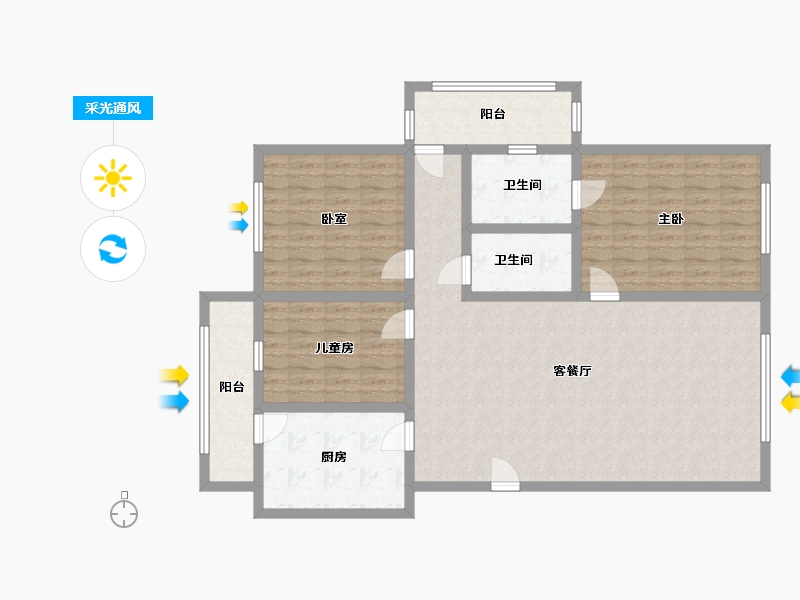 黑龙江省-哈尔滨市-金色莱茵-125.00-户型库-采光通风