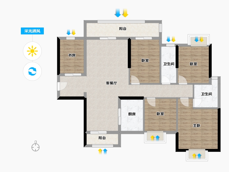 广西壮族自治区-梧州市-泰基巴黎春天-95.00-户型库-采光通风