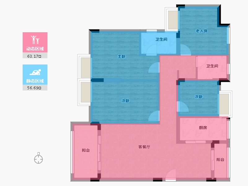 湖北省-武汉市-地铁盛观尚城-111.20-户型库-动静分区