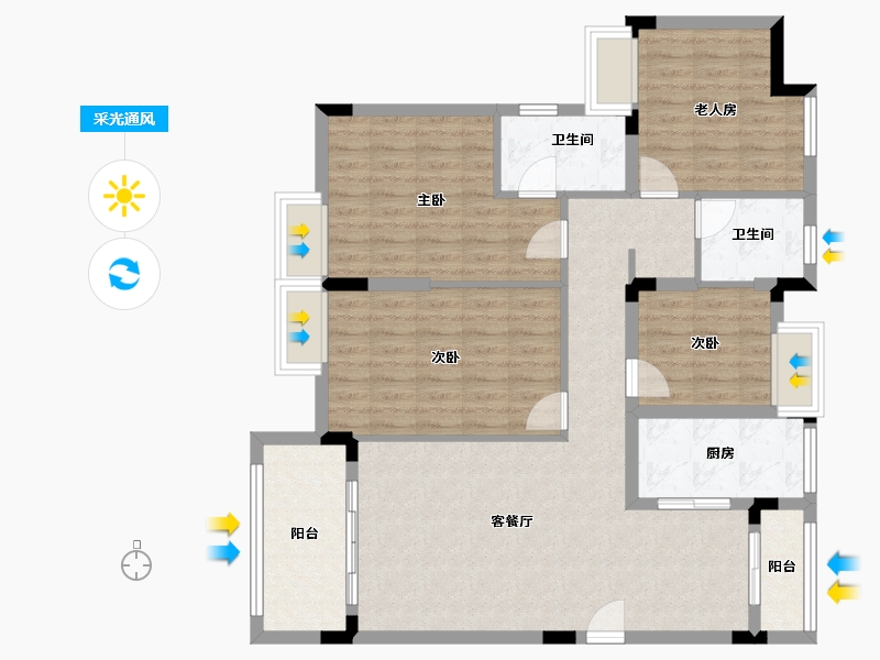 湖北省-武汉市-地铁盛观尚城-111.20-户型库-采光通风