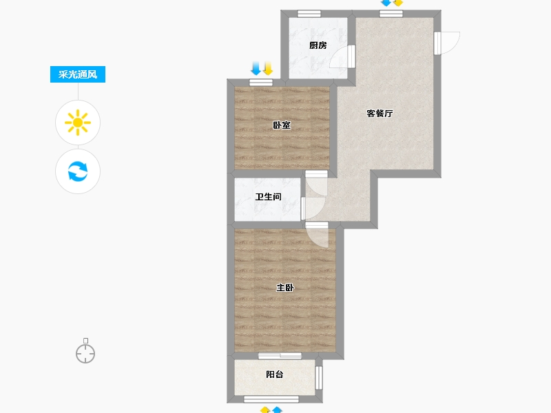 北京-北京市-建材城东一里-58.93-户型库-采光通风