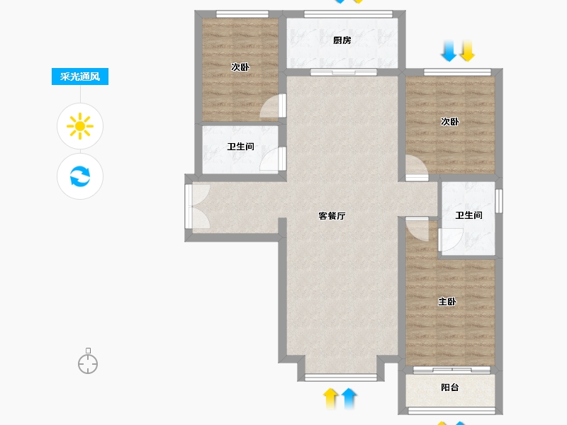 甘肃省-庆阳市-环县世纪花园-A区-104.98-户型库-采光通风