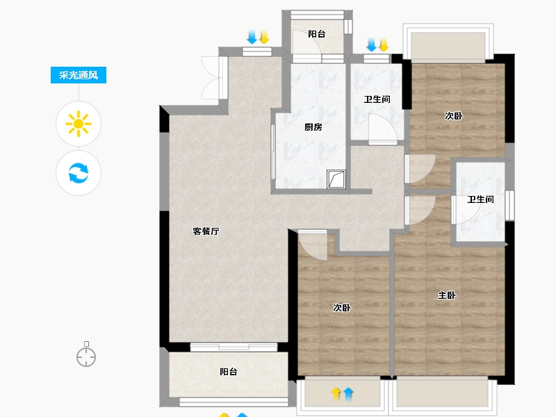 广东省-深圳市-福安小区-89.60-户型库-采光通风