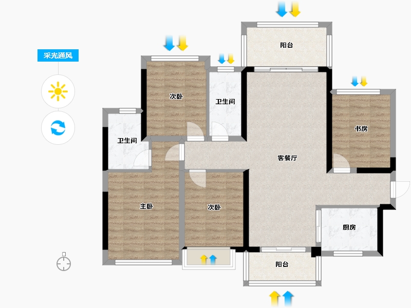 广西壮族自治区-玉林市-梧桐墅清华苑-101.20-户型库-采光通风