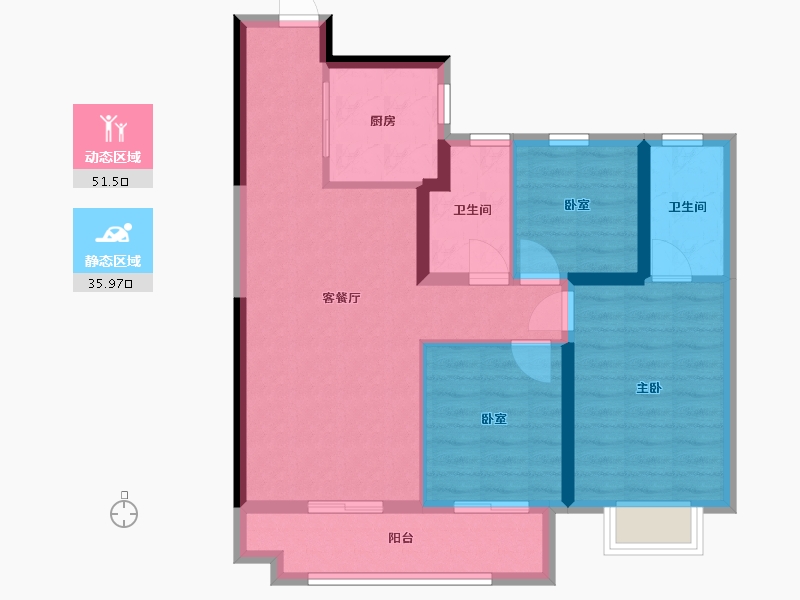 陕西省-西安市-雁南朗境-88.00-户型库-动静分区