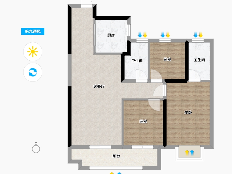 陕西省-西安市-雁南朗境-88.00-户型库-采光通风