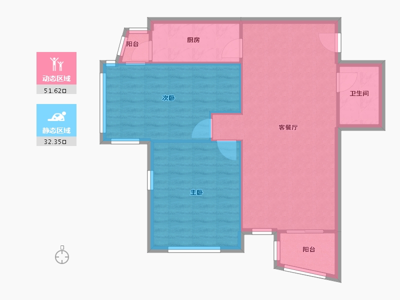 北京-北京市-阳光上东社区-100.80-户型库-动静分区